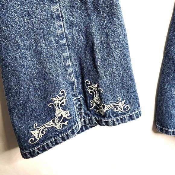 Jordache Vintage Jeans Metallic Embroidery Size 11 / 12 Boot Flare Hem Retro - Picture 13 of 16